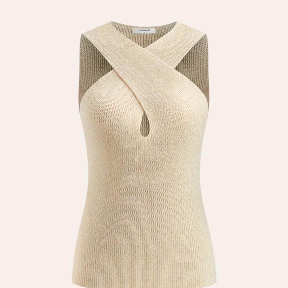 Commense Cream Halter Top, NWT, Size Large